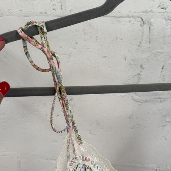 Floral Lace Trim Dress - For Love & Lemons - Size Large - Cute Spaghetti Strap - Picture 6 of 6